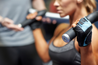 sport, fitness, bodybuilding, teamwork and people concept – youn