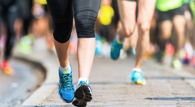 Woman legs and feet closup Marathon