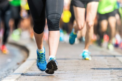 Woman legs and feet closup Marathon