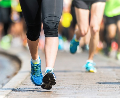 Woman legs and feet closup Marathon