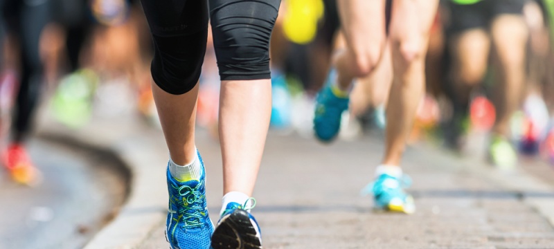 Woman legs and feet closup Marathon